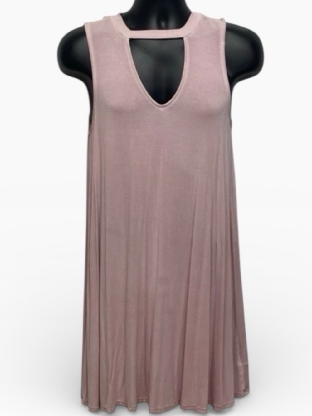 American Eagle Petite S Dusty Rose Keyhole Swing Mini Dress
